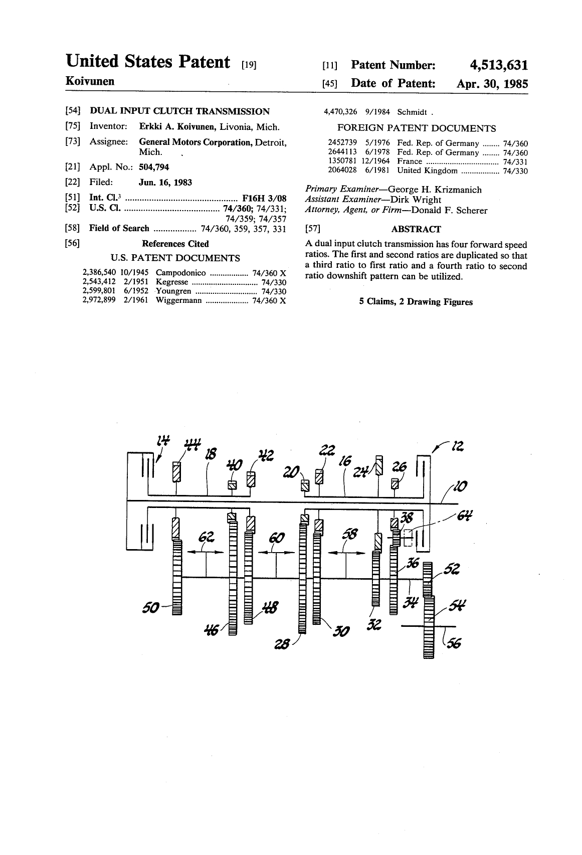 Patent US4513631A Image 1